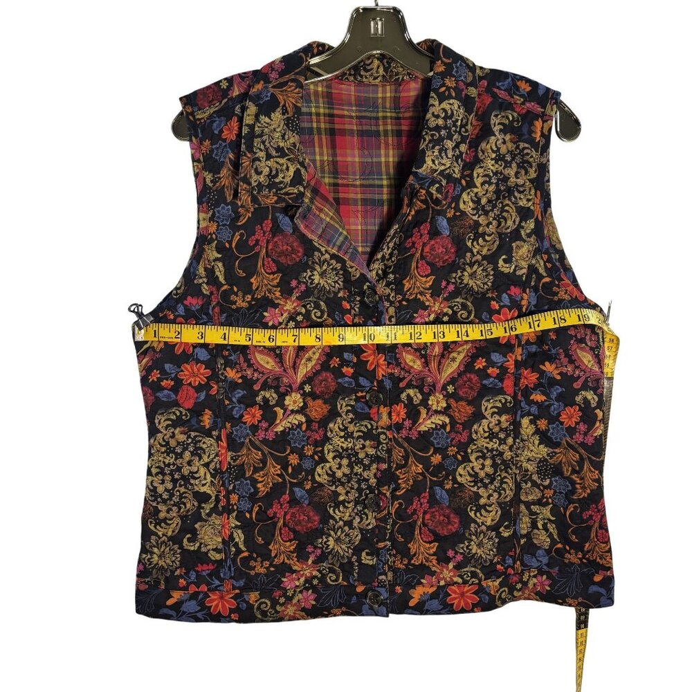 Reversible Floral & Plaid Button-Up Vest - Picture 7 of 7